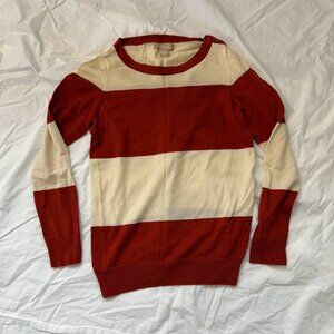 Banana Republic Red & White Striped Light Wool Sweater
